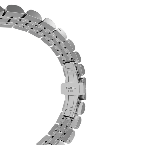 Steel Link Strap 'Duo', silver, without a watch, 3/4 rear view