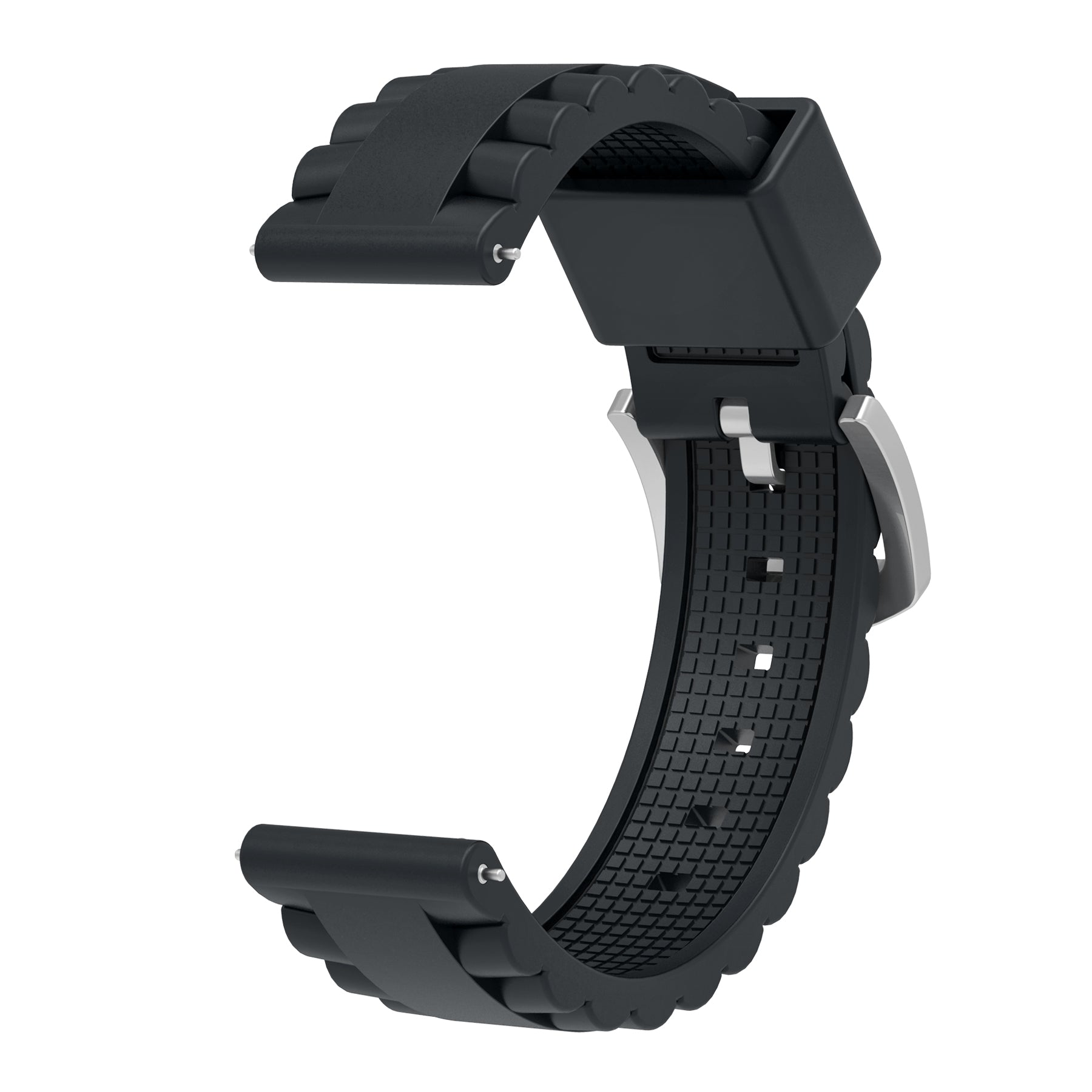 Universal 24mm Wave Silicone Strap (Black)