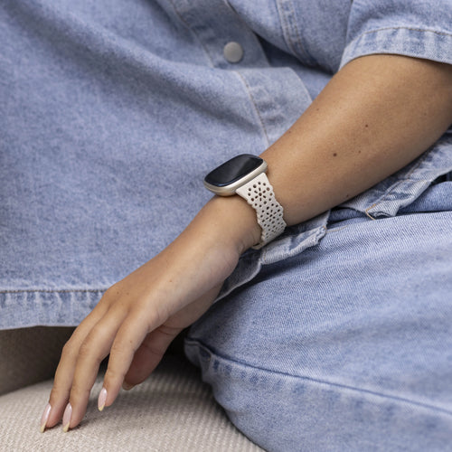 Fitbit Sense Silicone Strap with Pattern (Grey/Pink)
