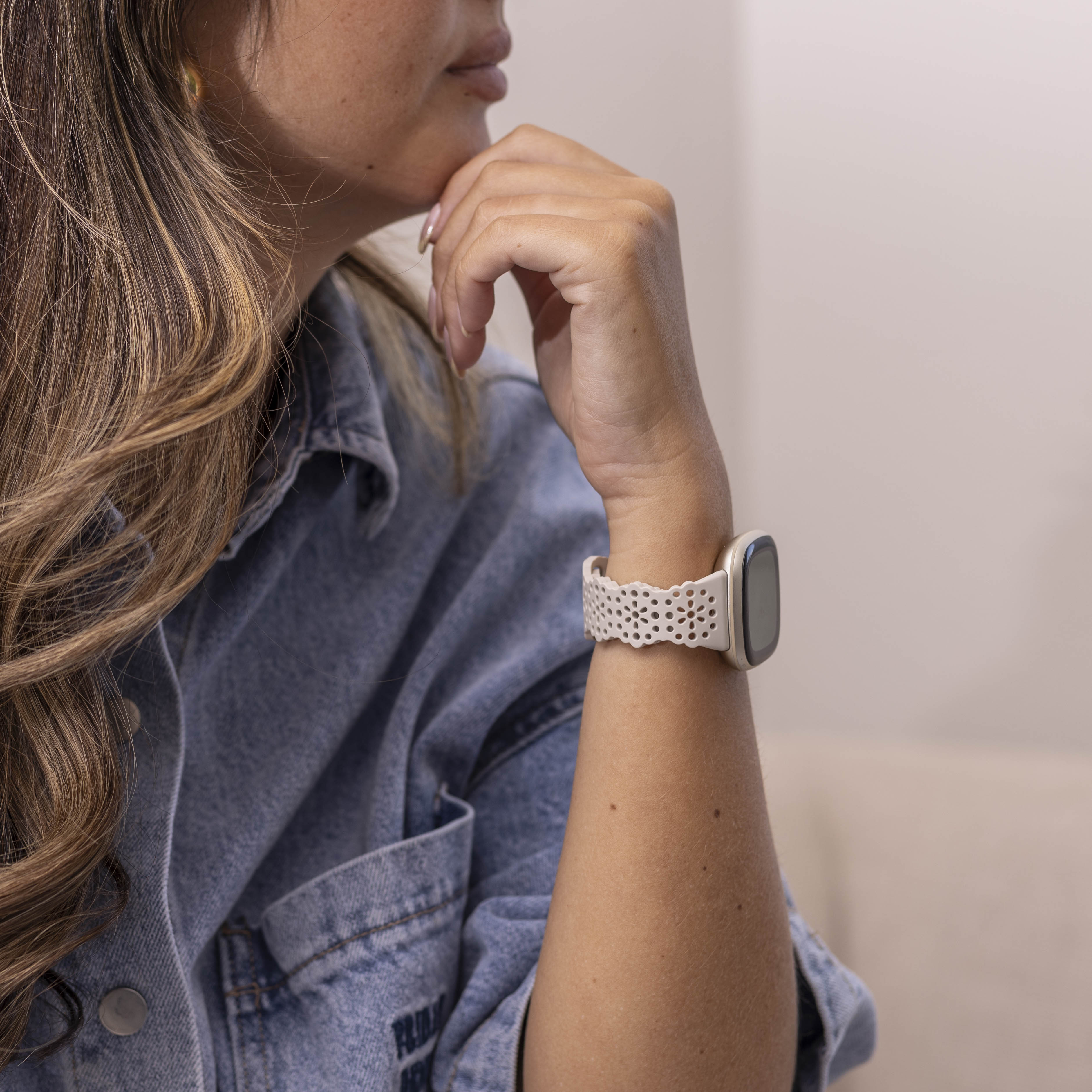 Correa silicona con estampado Fitbit Versa 3 (rosa arena)