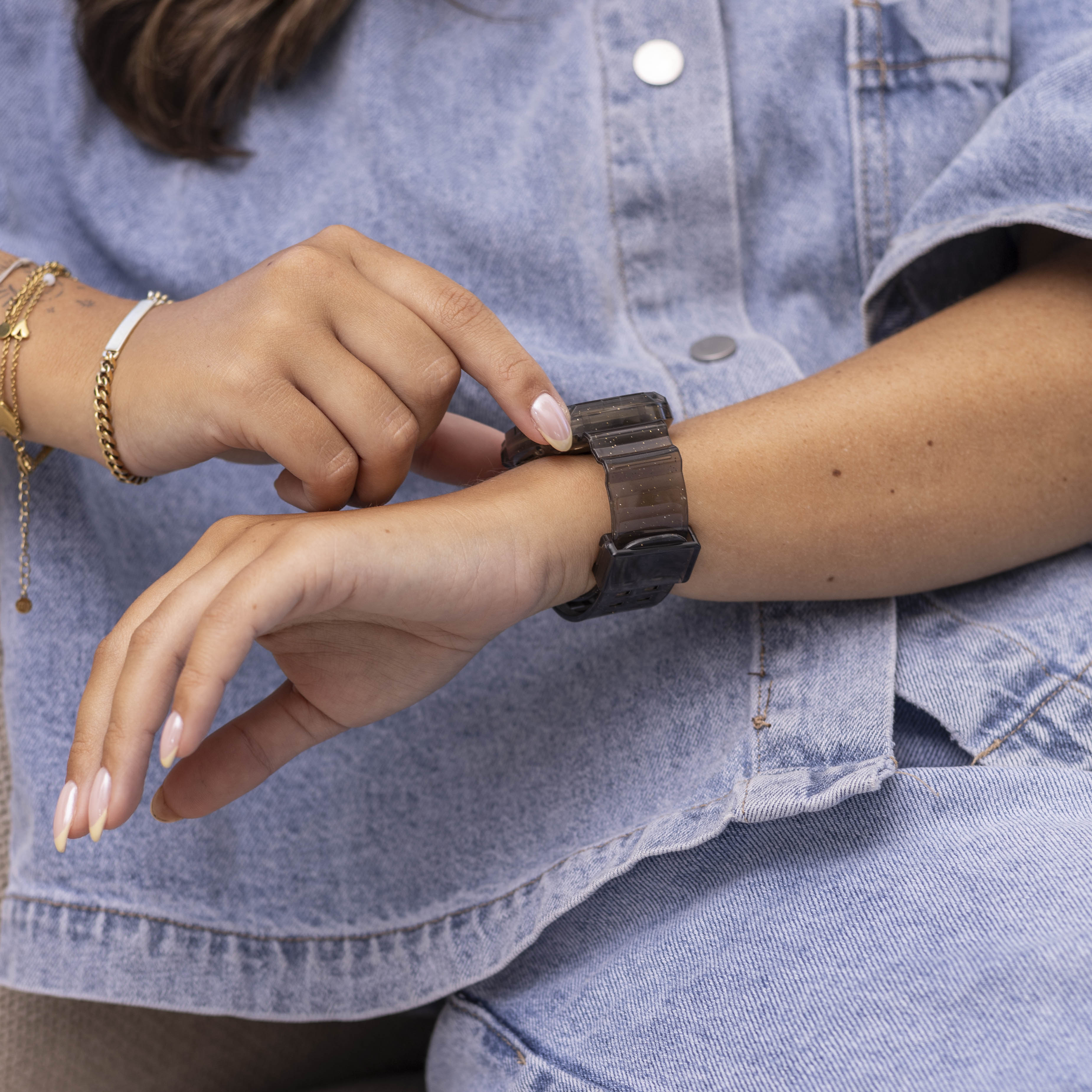 Correa cristal con marco Fitbit Versa 3 (negro transparente)