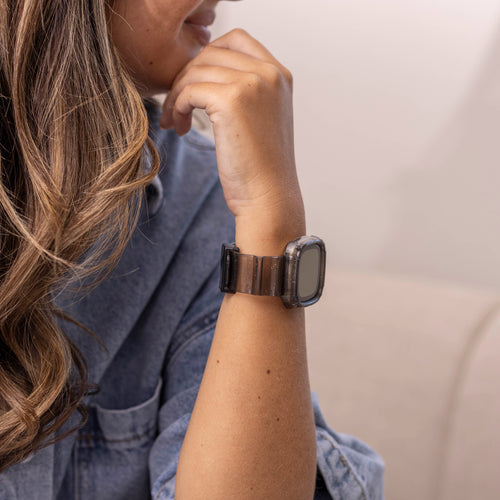 Fitbit Versa 3 Clear TPU Strap with Frame (Transparent Black)
