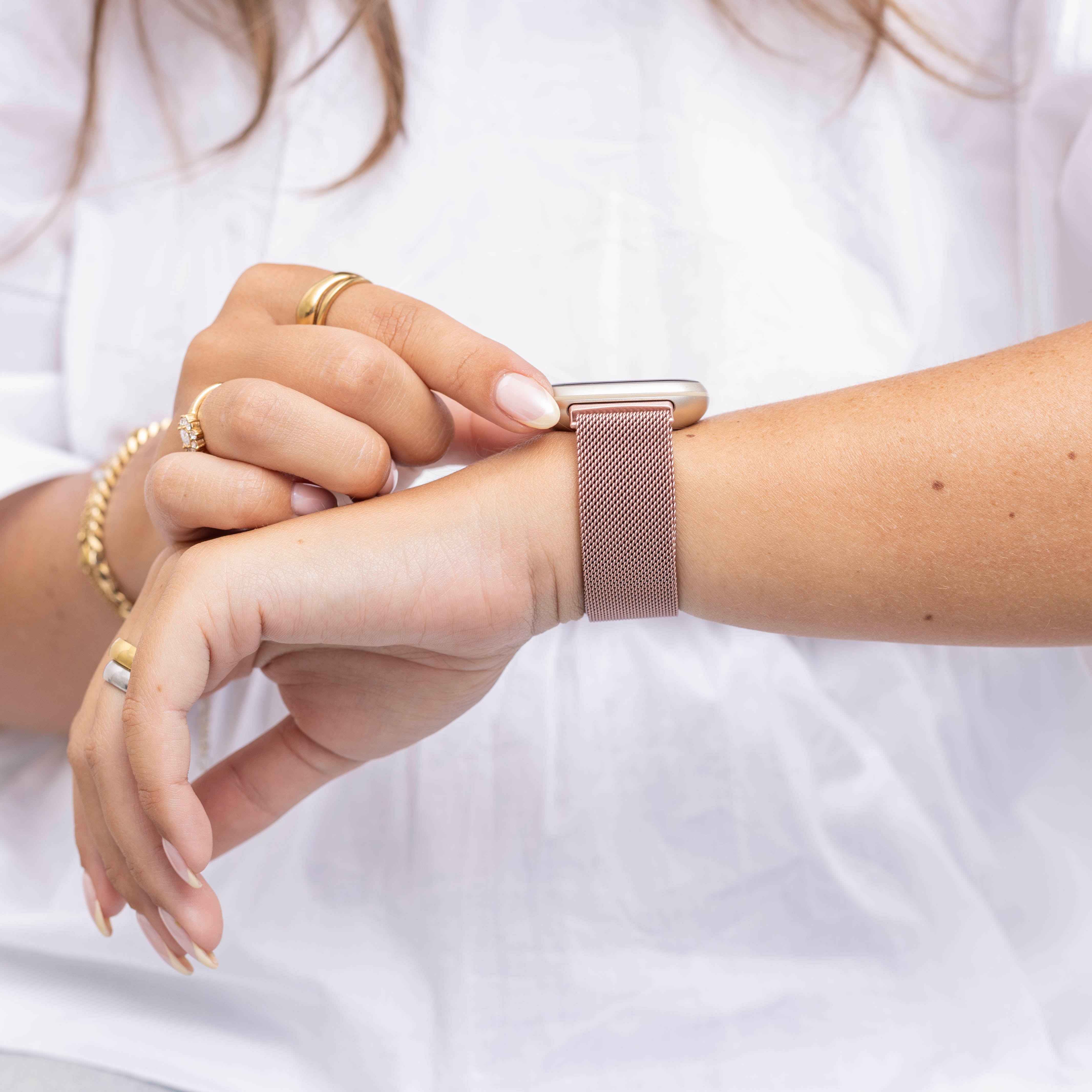 Correa milanesa Fitbit Sense (rosa)