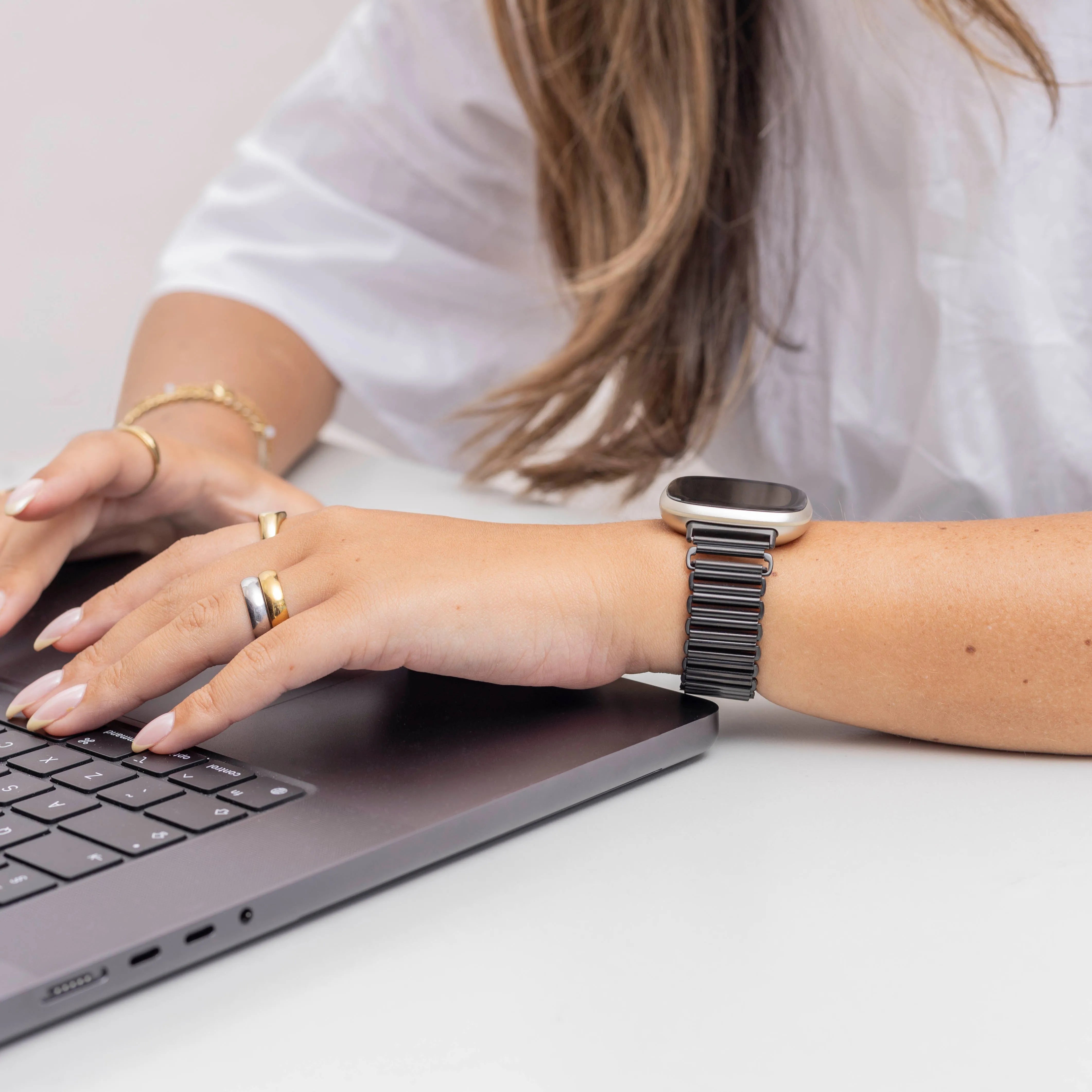 Fitbit Sense 2 stalen loop bandje (zwart)