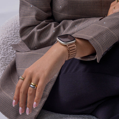 Fitbit Versa 4 Steel Loop Strap (Rose Gold)