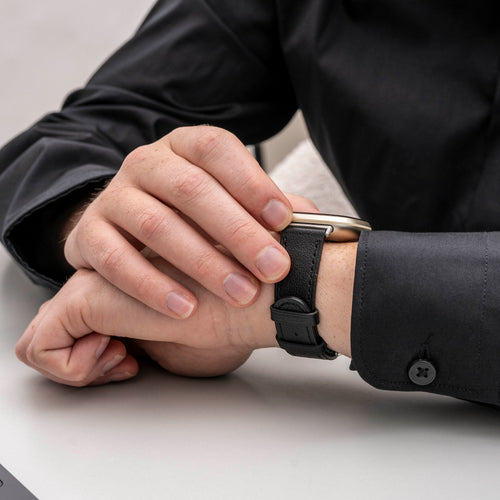 Bracelet cuir Fitbit Sense (noir élégant)