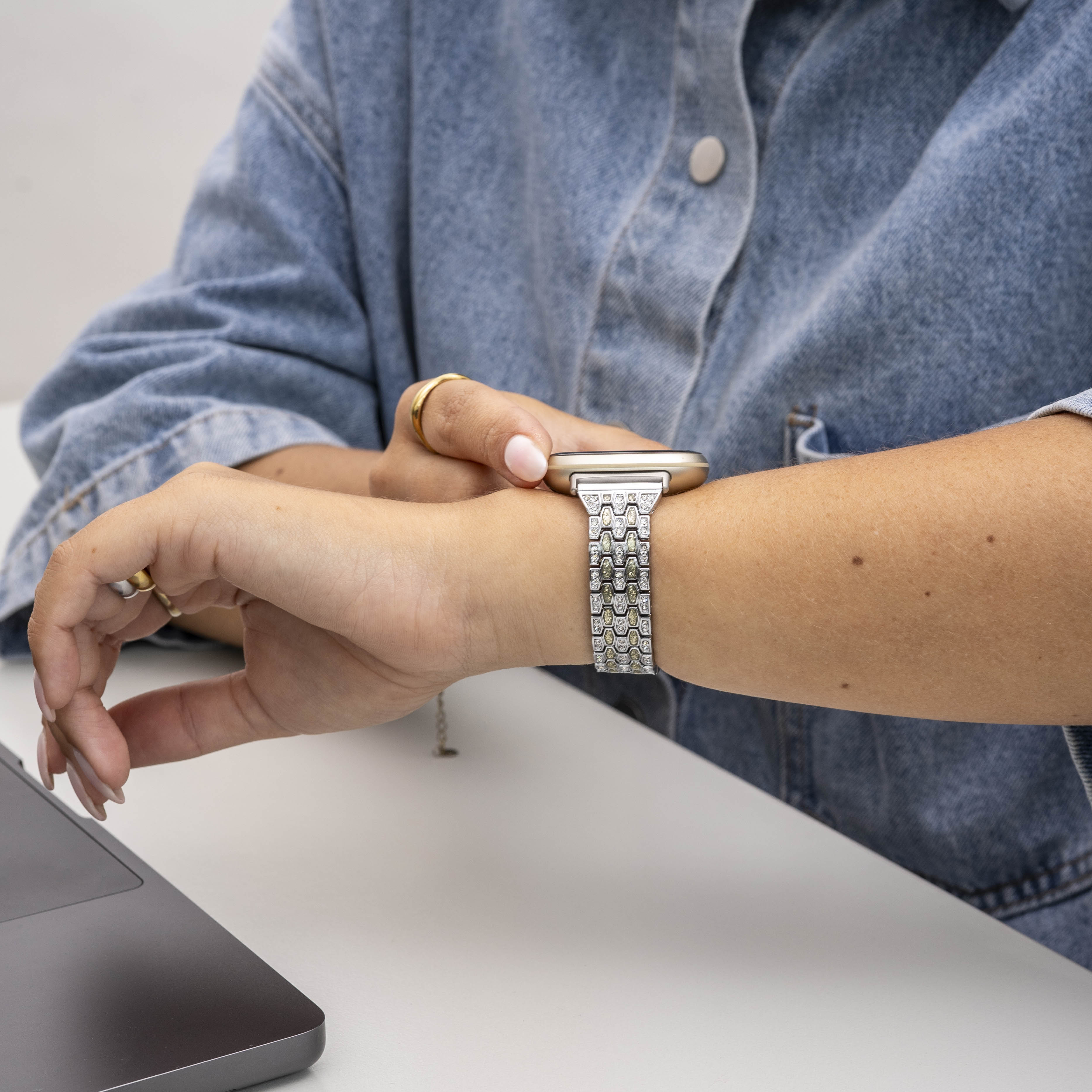 Correa de diamantes Fitbit Sense (plata)