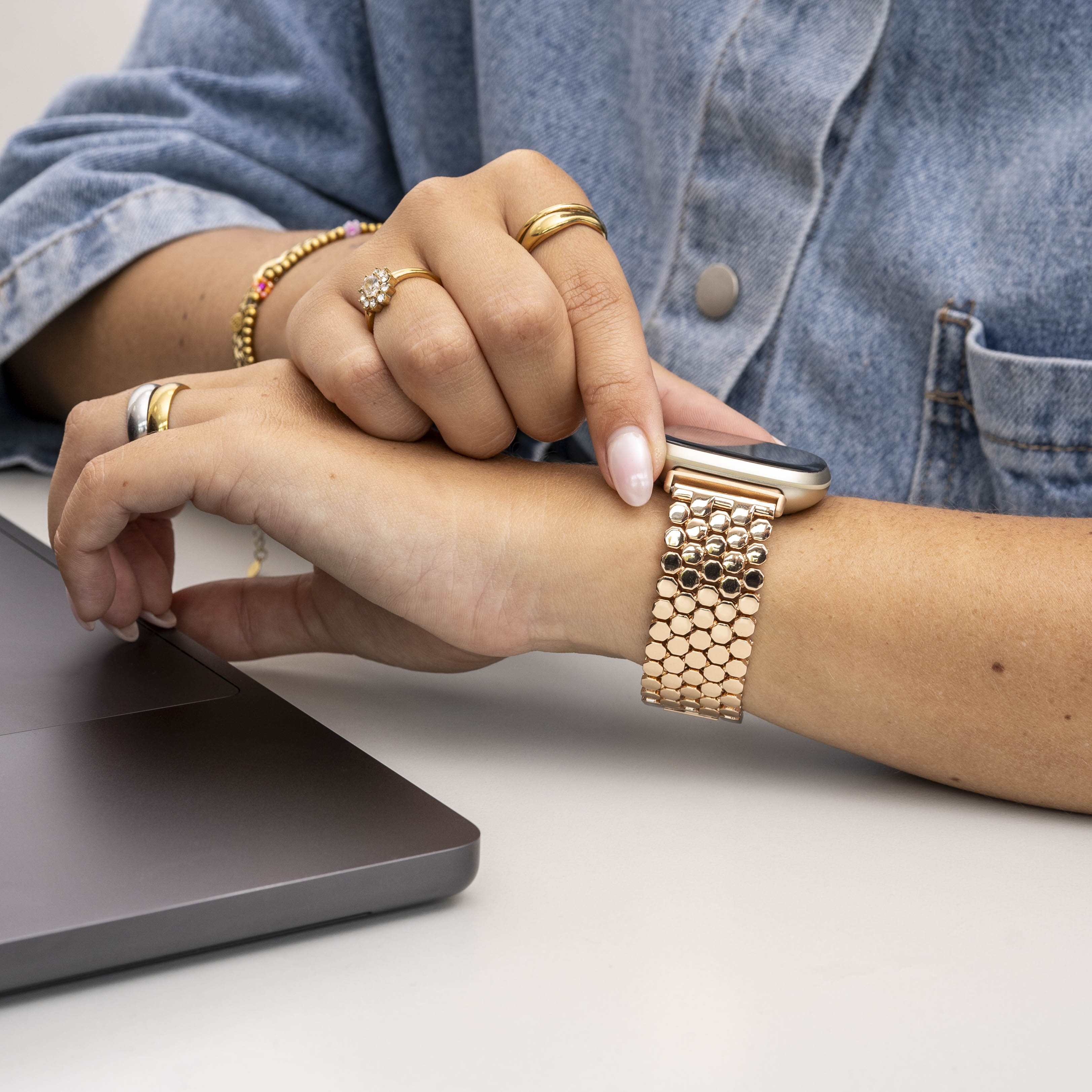 Correa acero Fitbit Versa 3 pez (oro rosa)