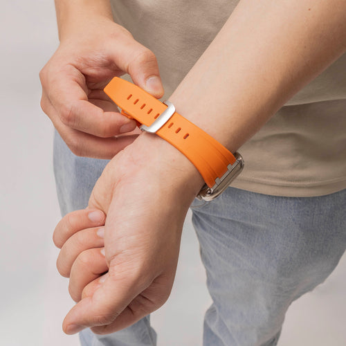 Bandz Bracelet silicone 'Luxe Liquid' Apple Watch Ultra (orange avec argent)