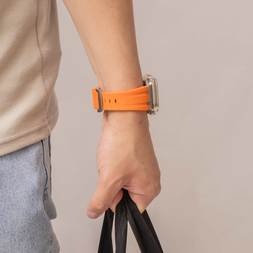 Bandz Bracelet silicone 'Luxe Liquid' Apple Watch Ultra (orange avec argent)