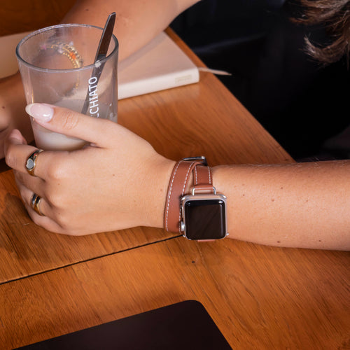 Correa cuero Double Tour Apple Watch (marrón)