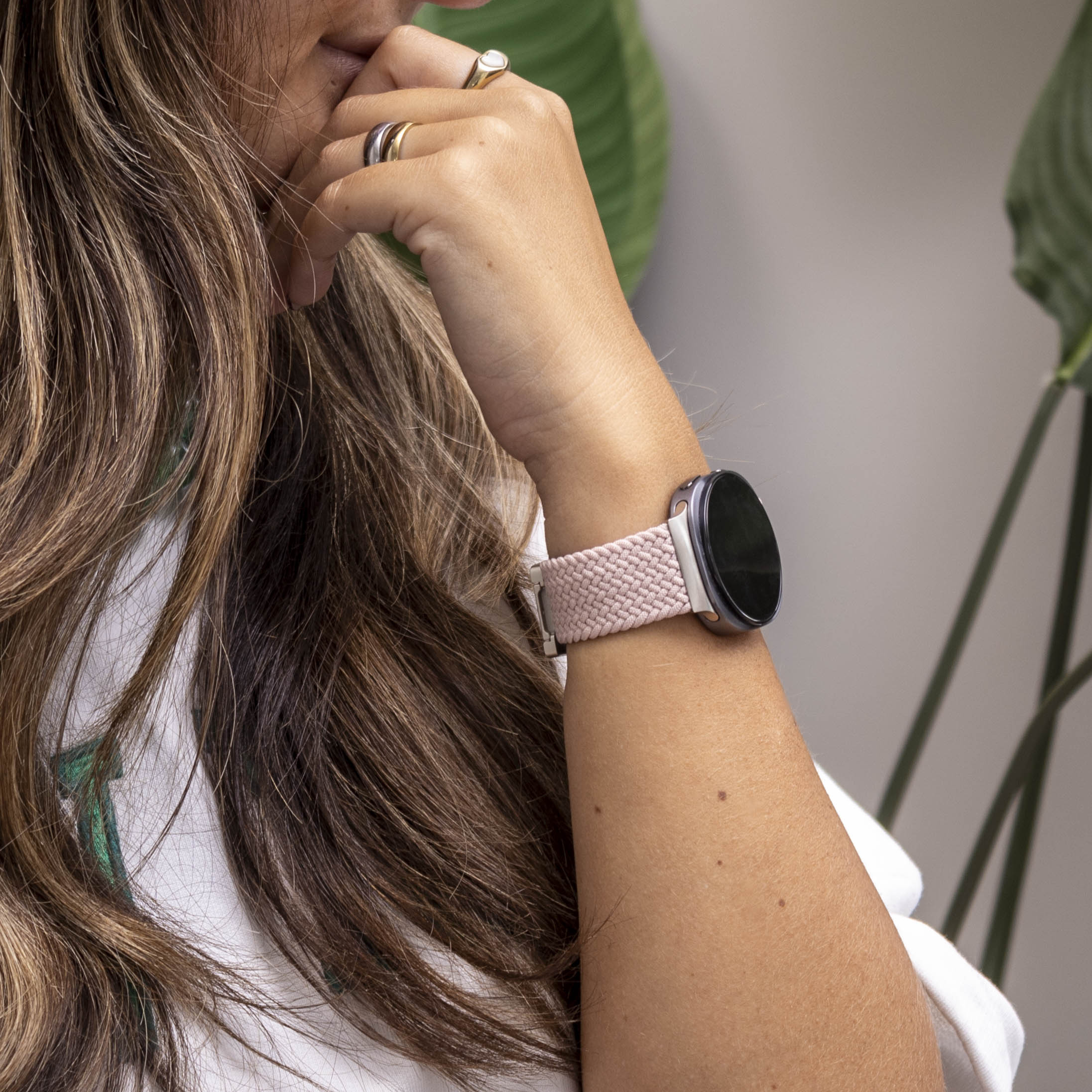 Samsung Galaxy Watch 8 Classic Geflochtenes Armband mit P-Schnalle (Pink)