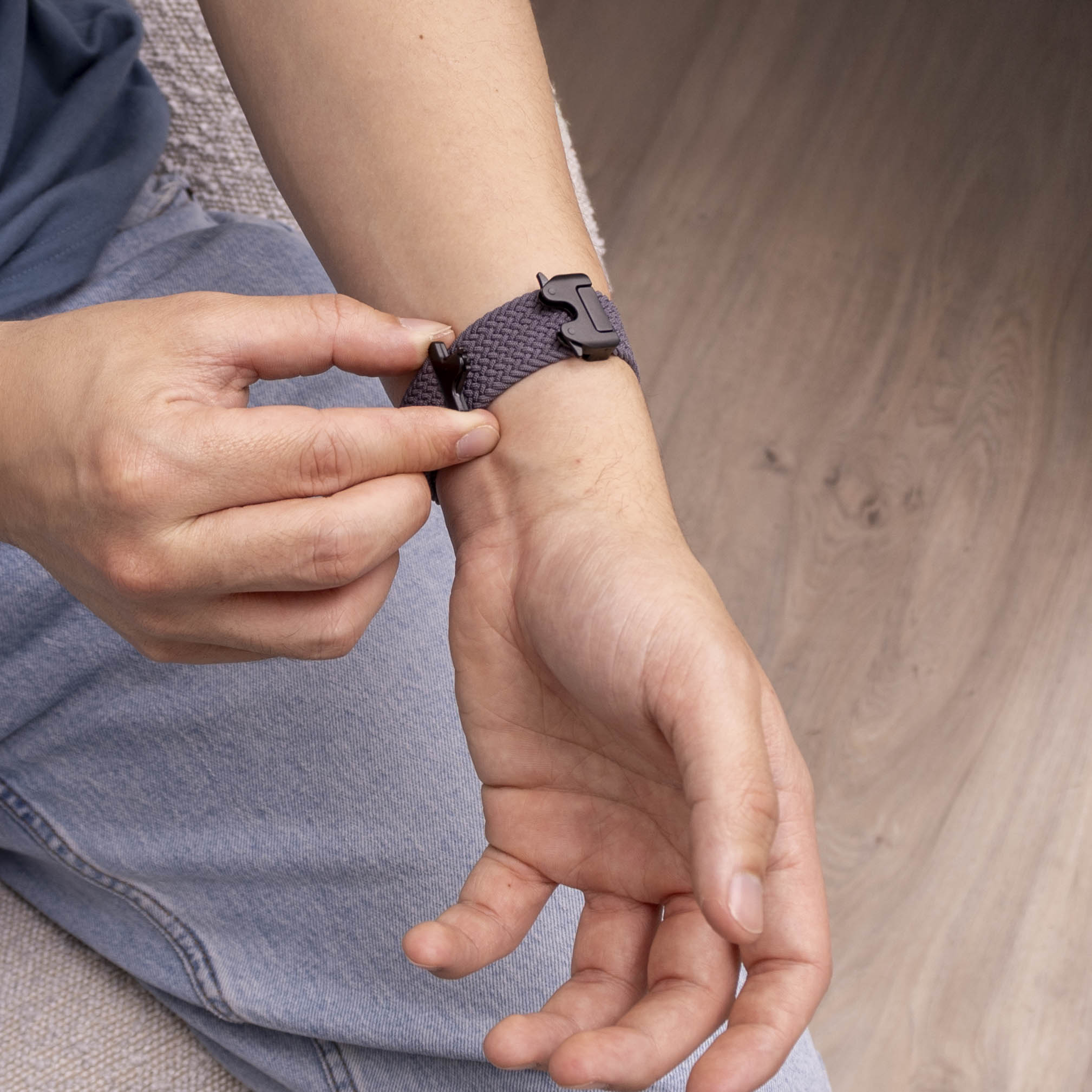 Samsung Galaxy Watch 8 Classic Geflochtenes Armband mit P-Schnalle (Dunkel Grau)