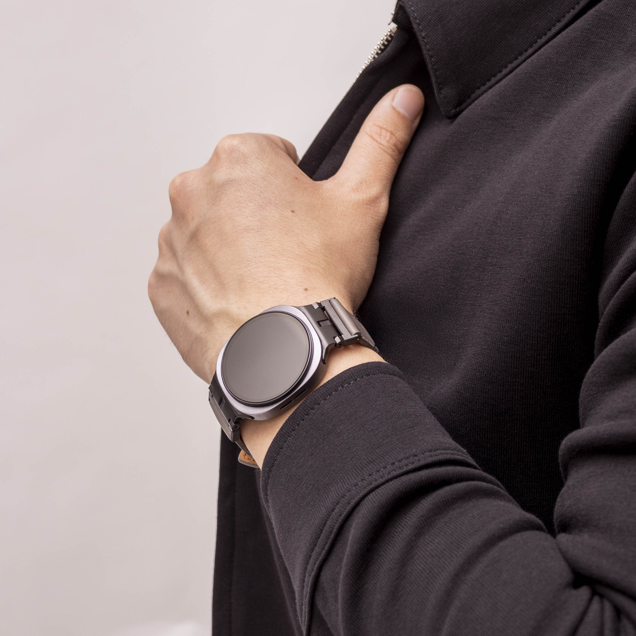 Samsung Galaxy Watch 8 Classic Premium Leder Armband (Grau)