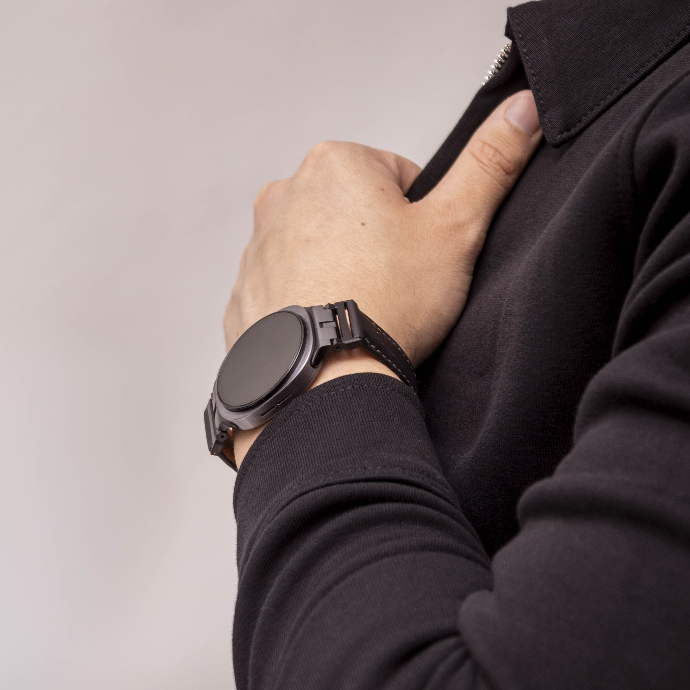 Samsung Galaxy Watch 8 - 44mm Premium Leder Armband (Schwarz)