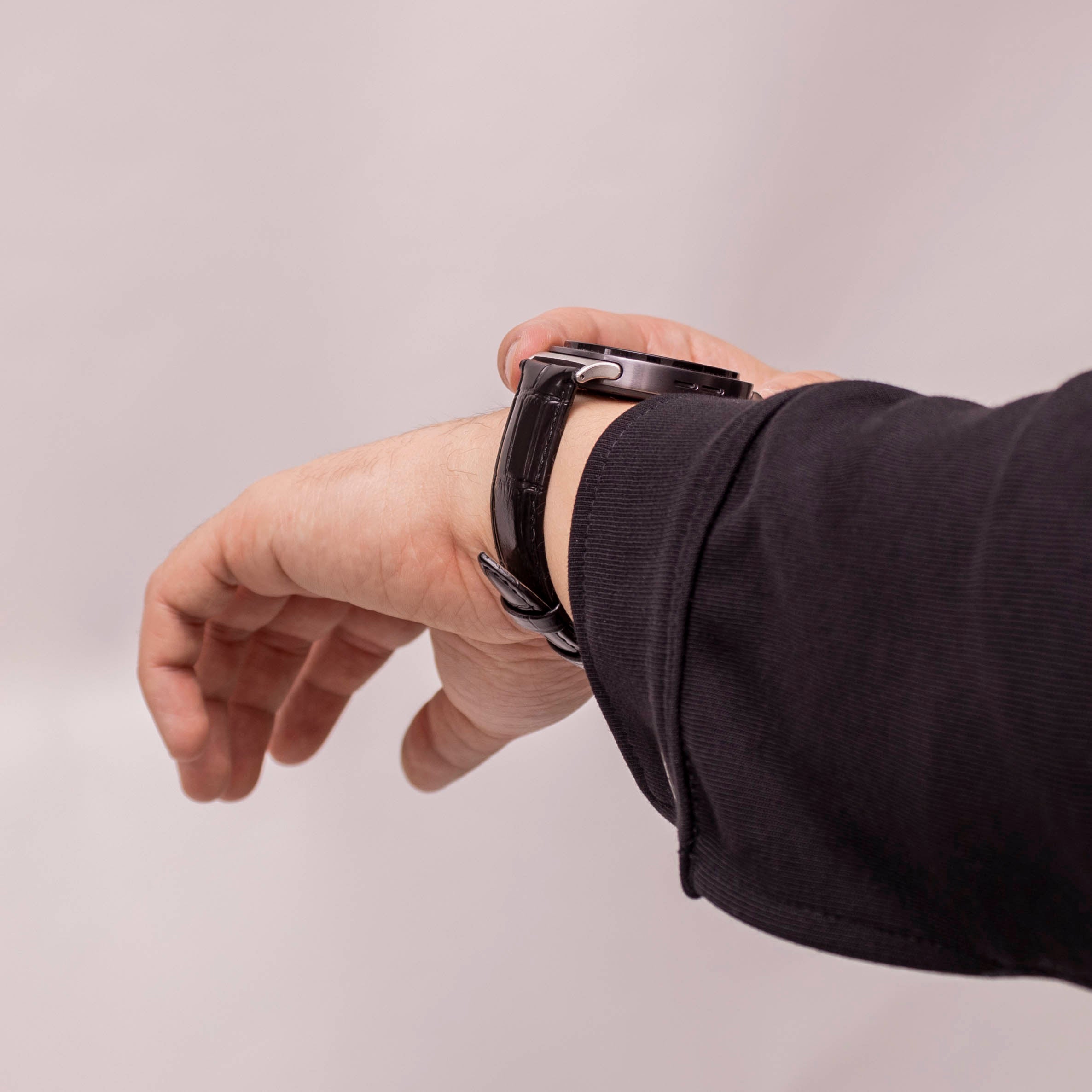 Samsung Galaxy Watch 8 - 40mm Leder Krokodil Armband (Schwarz)