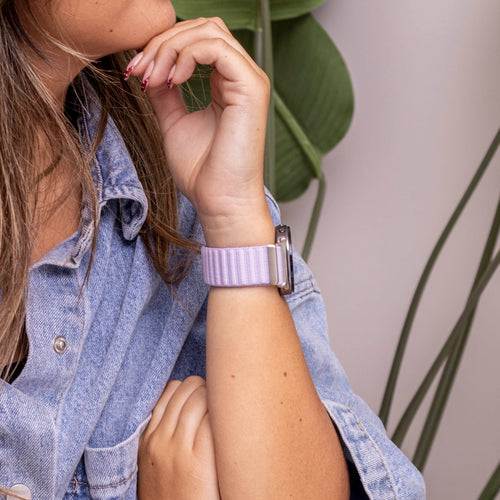  Samsung Galaxy Watch 8 Classic wave nylon bandje (lichtpaars)