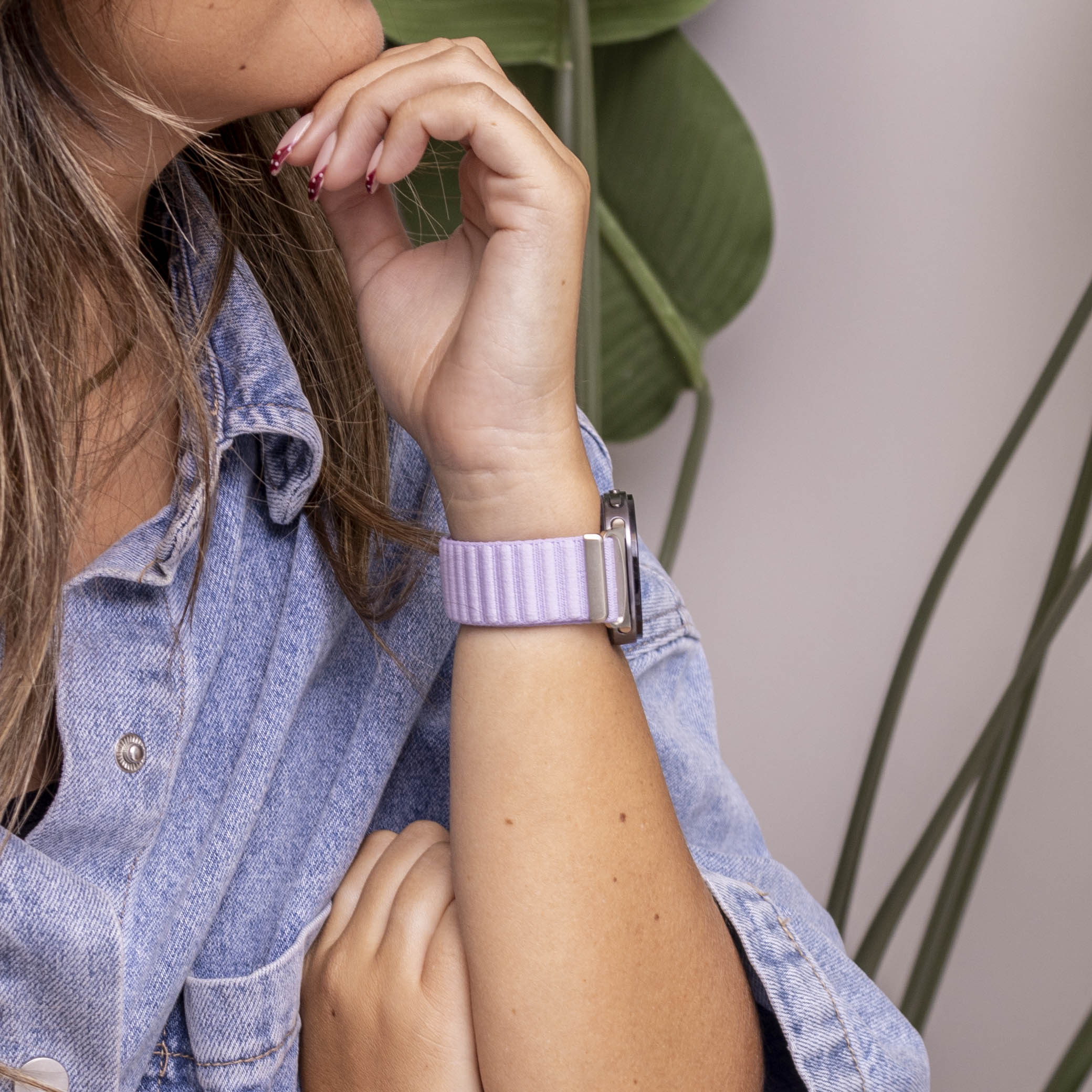 Samsung Galaxy Watch 8 - 44mm Wave Nylonarmband (Hell Lila)