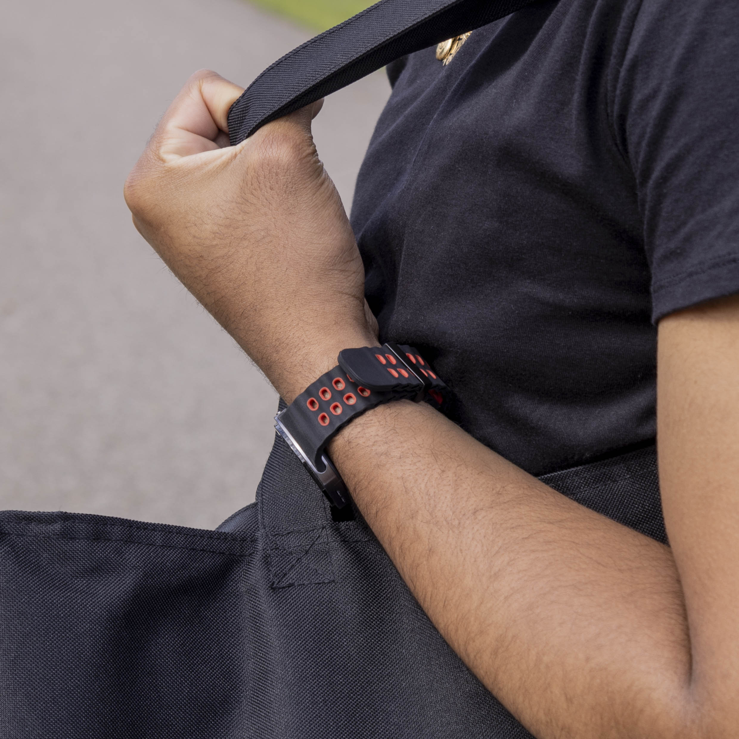 Samsung Galaxy Watch 8 Classic Ocean Armband (Schwarz/Rot)