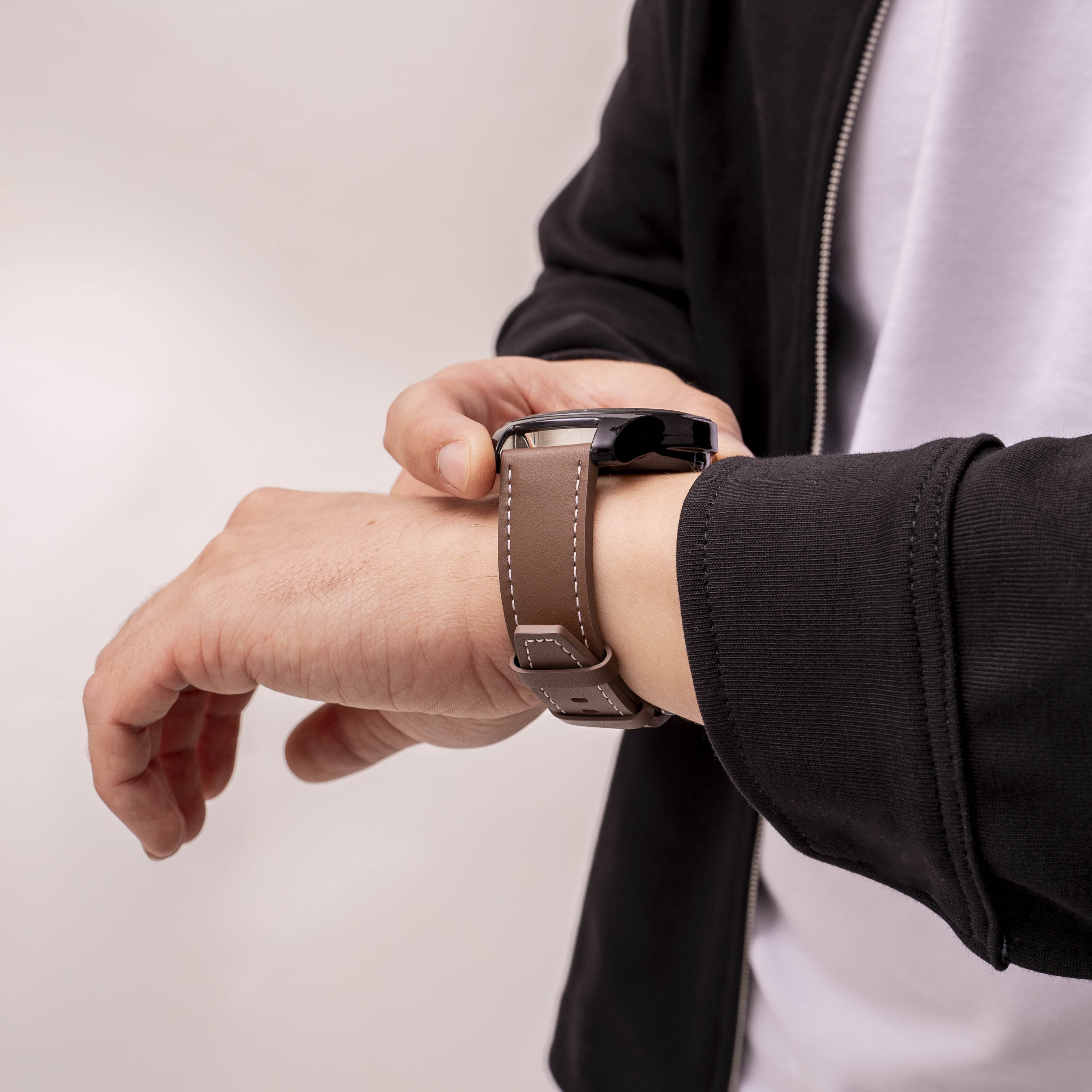 Ticwatch 22 mm 'ein Push' Leder-Armband (dunkelbraun)