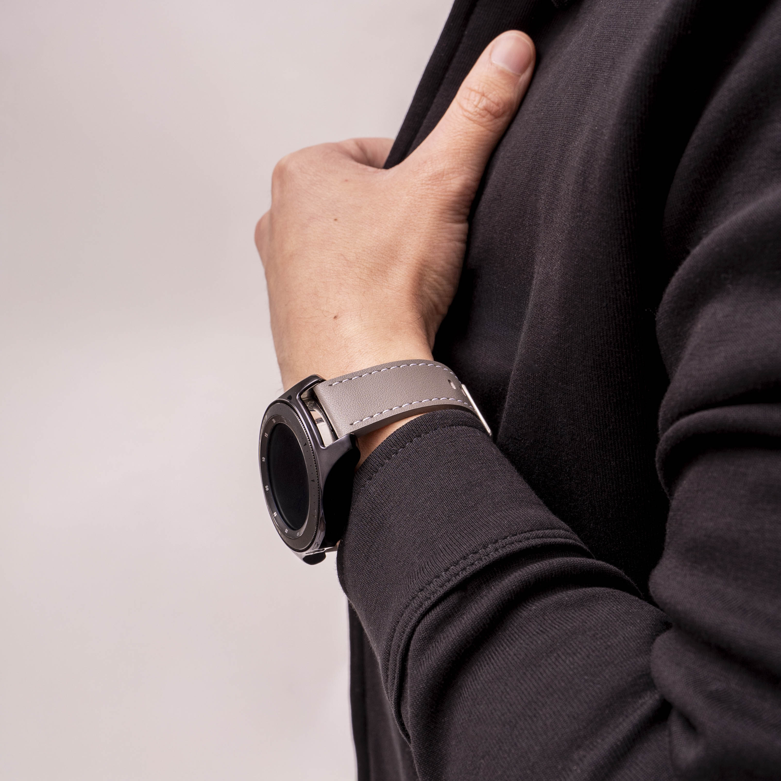 Ticwatch 22 mm 'ein Push' Leder-Armband (grau)