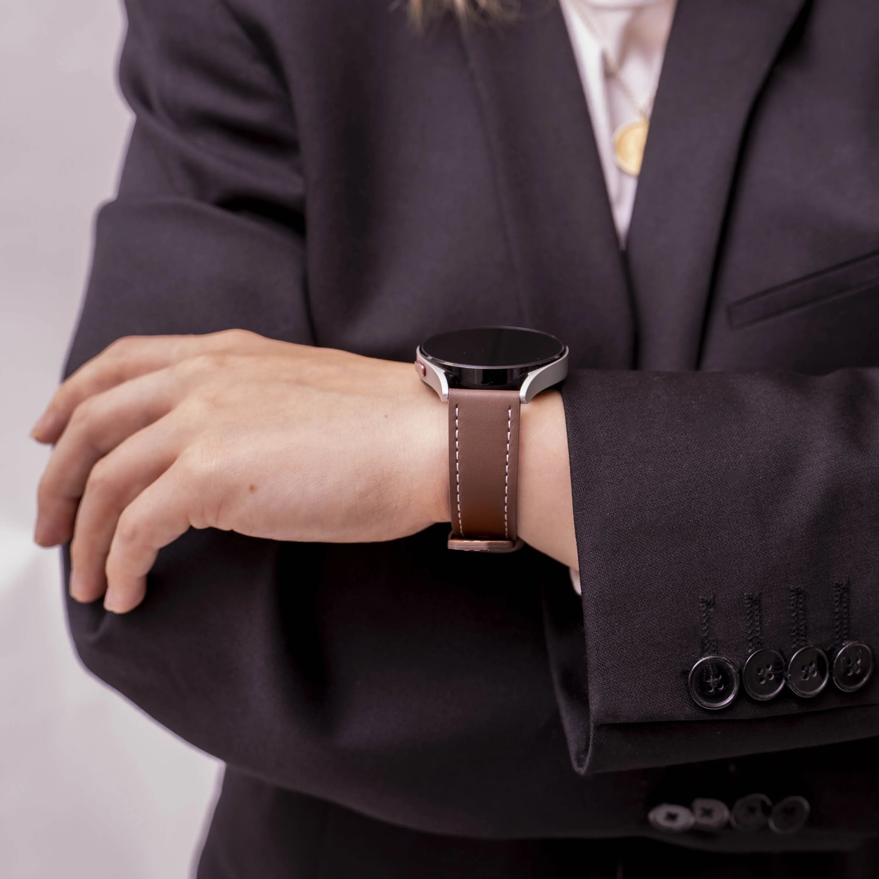 Polar Unite 'One Push' Leather Strap (Dark Brown)