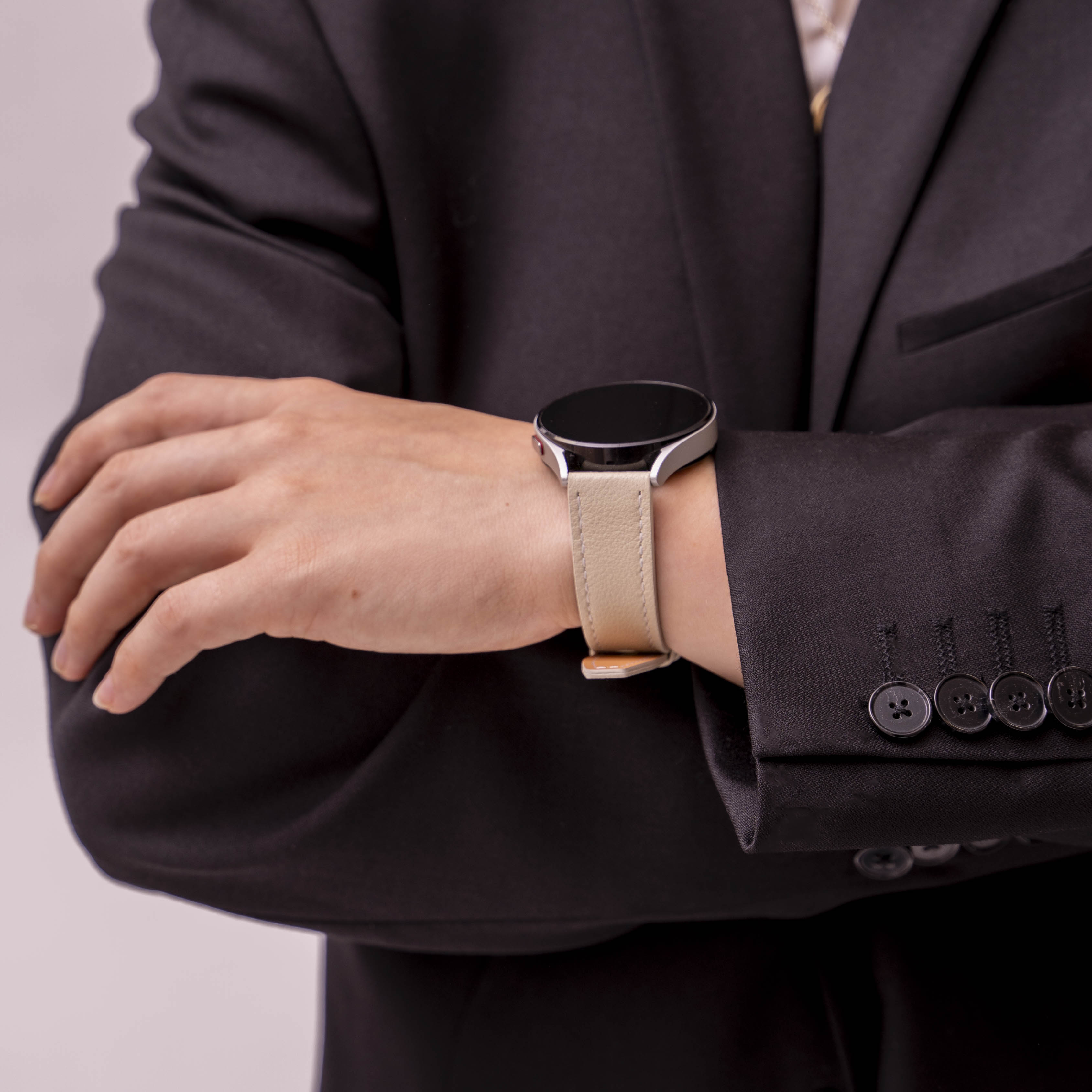 Polar Unite 'One Push' Lederarmband (Beige)