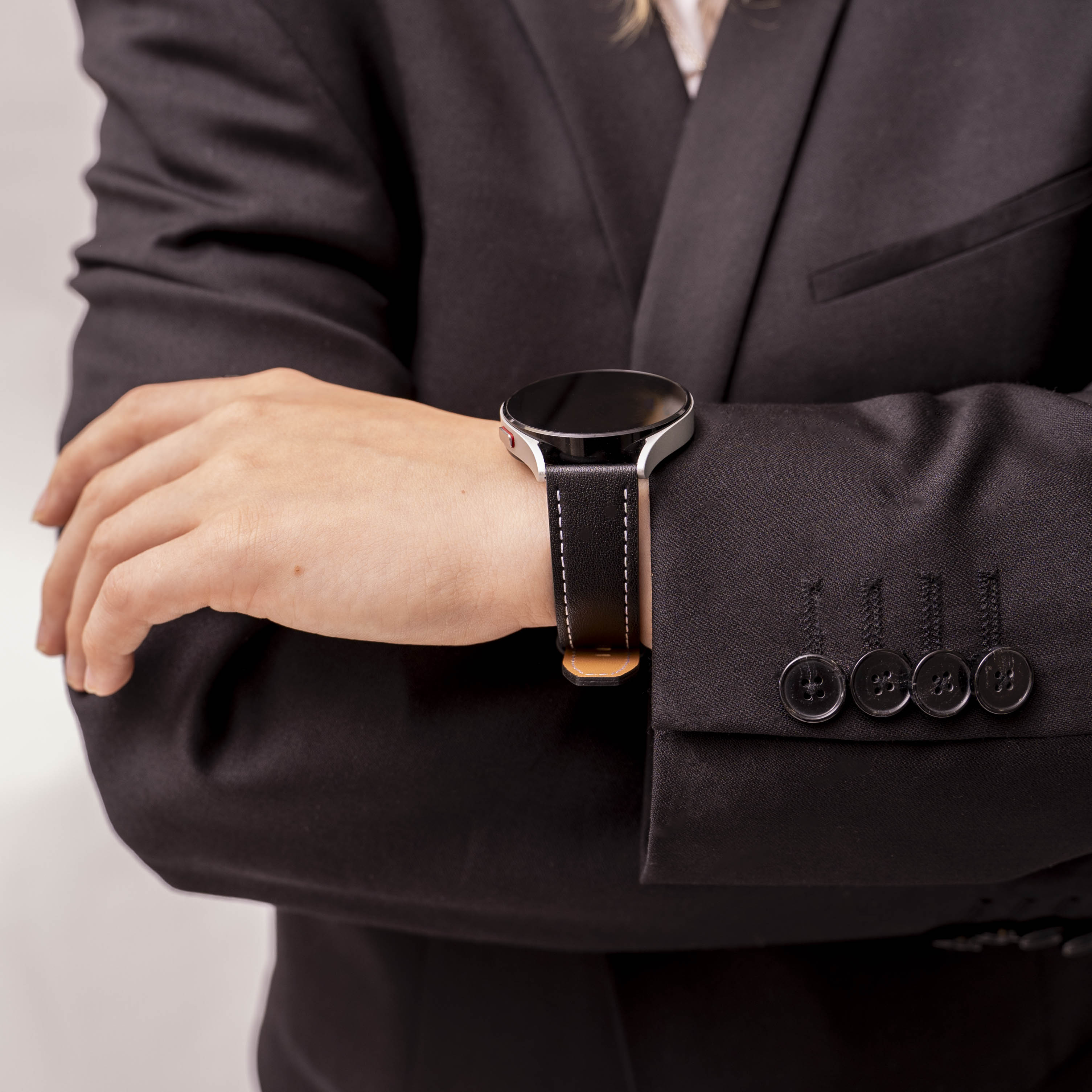 Amazfit Bip U (Pro) 'One Push' Leather Strap (Black)