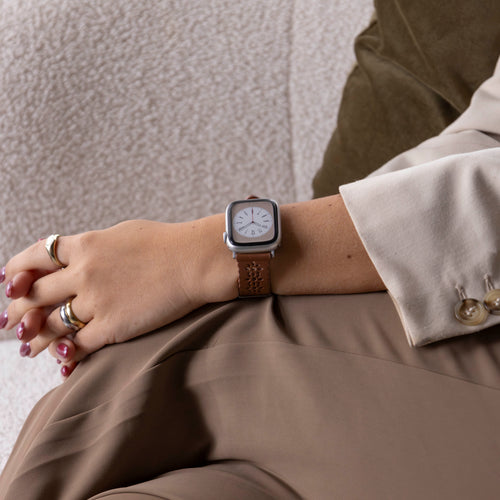 Apple Watch Lederarmband mit Muster (Braun)