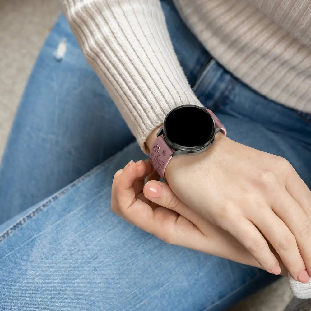Bandz Bracelet silicone 'Fleurs' Garmin Venu 2s (violet foncé/rose clair)