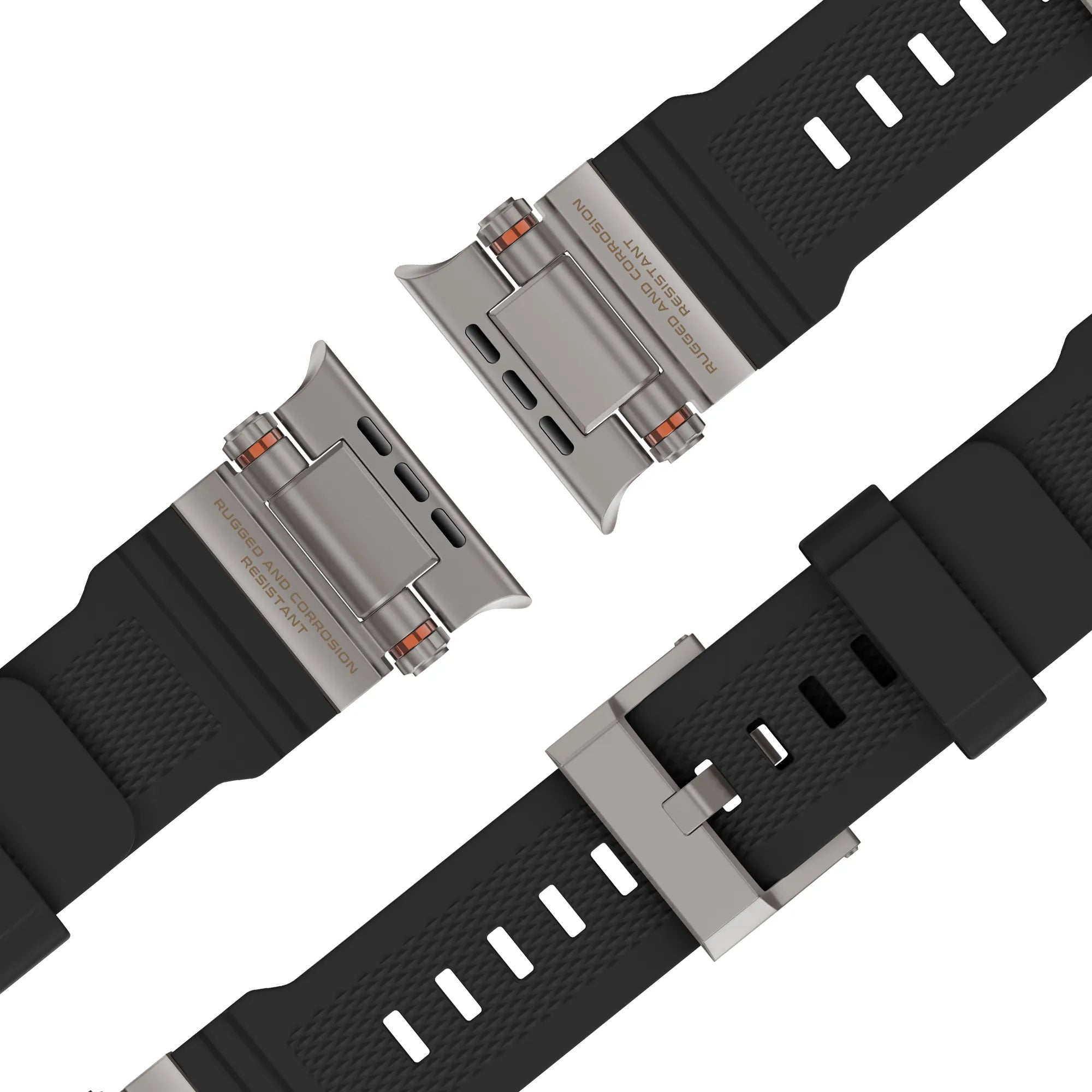 Bandz Apple Watch Silikonarmband 'Explorer' (Schwarz mit Titan)