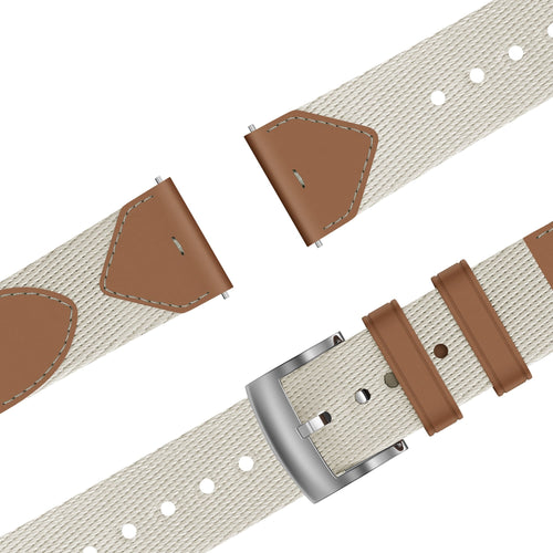 Bandz Huawei Watch GT 7 - 41mm Leather Hybrid Strap 'Easy Fit' (Beige/Brown)