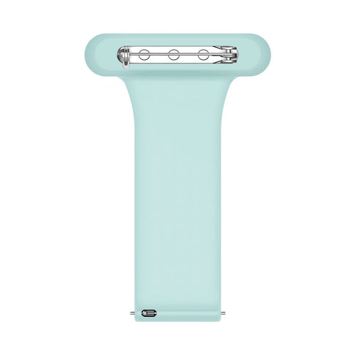 Silicone Nurse Fob, light green, laid flat, separate parts, direct top view