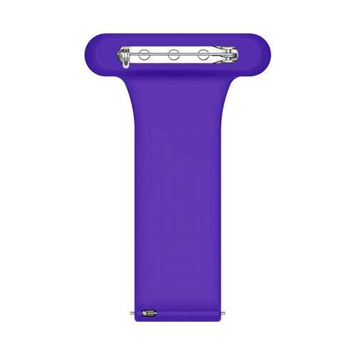 Silicone Nurse Fob, purple, laid flat, separate parts, direct top view