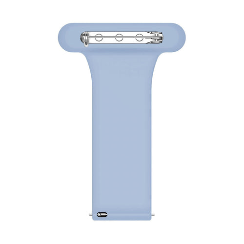 Silicone Nurse Fob, light blue, laid flat, separate parts, direct top view
