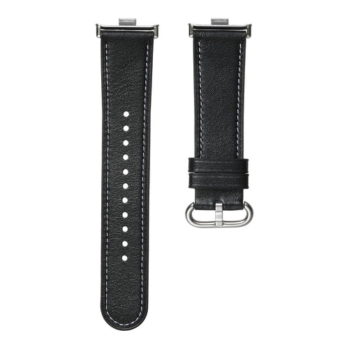 Leather Strap, black, laid flat, separate parts, direct top view