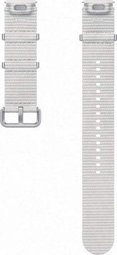 Nylon Athleisure Strap, silver, laid flat, separate parts, direct top view