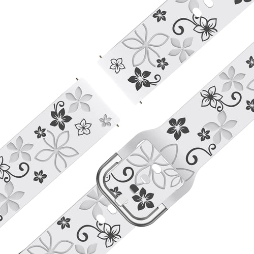 Bandz Bracelet silicone 'Fleurs' Garmin Venu 3s (blanc/noir)