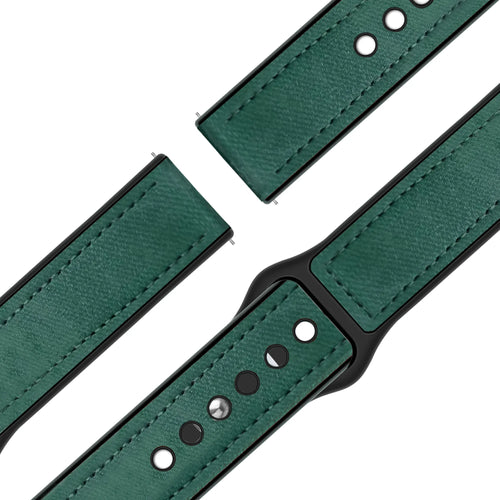 Bandz Garmin Forerunner 255 Leather Strap 'Hybrid' (Green)
