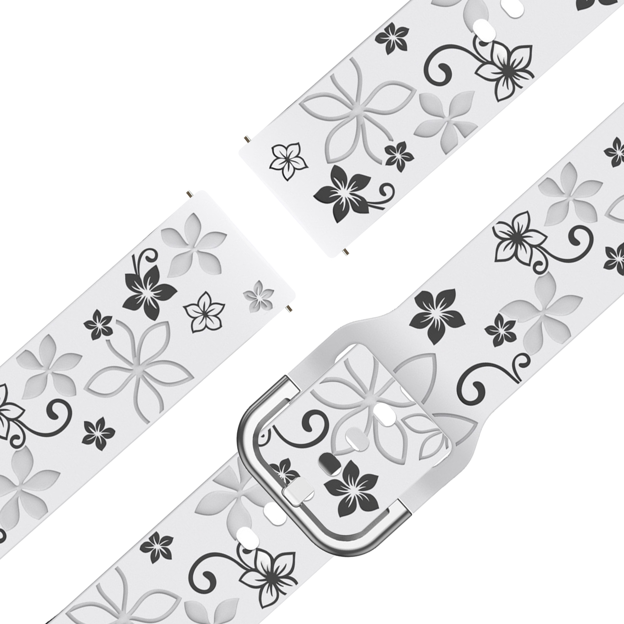 Bandz Garmin Forerunner 265s Silicone Strap 'Flowers' (White/Black)