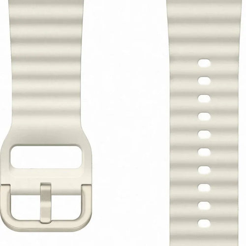 Silicone Sport Strap, cream, laid flat, separate parts, direct top view