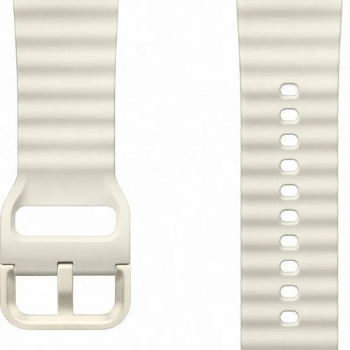 Silicone Sport Strap, cream, laid flat, separate parts, direct top view