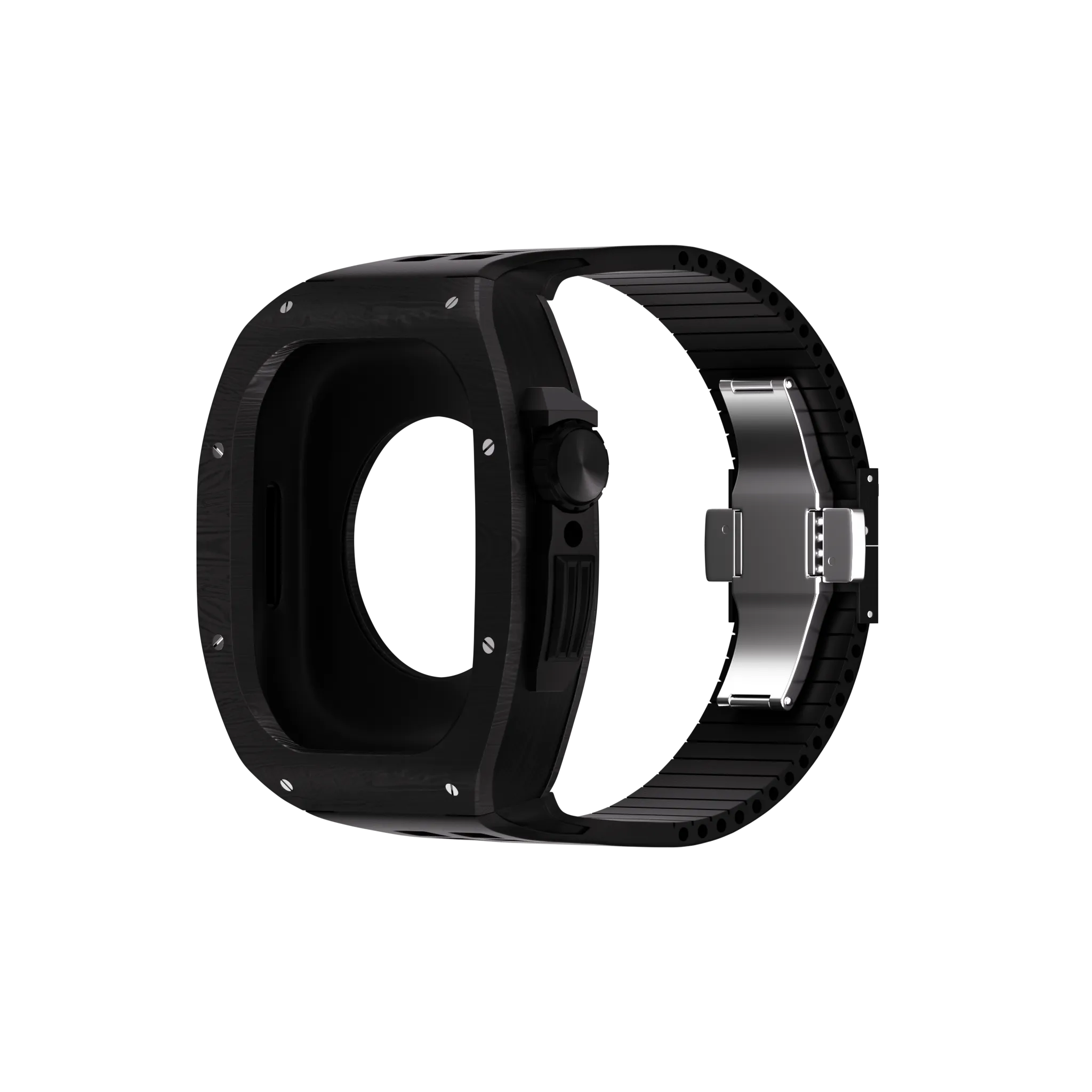 Reqior Apple Watch 45mm Polymer Hülle mit integriertem Gummi-Armband (Ruß)