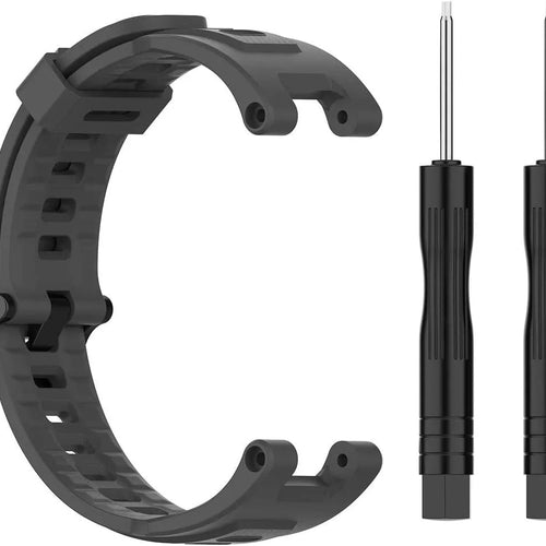 Silicone Strap, dark grey, laid flat, separate parts, direct top view