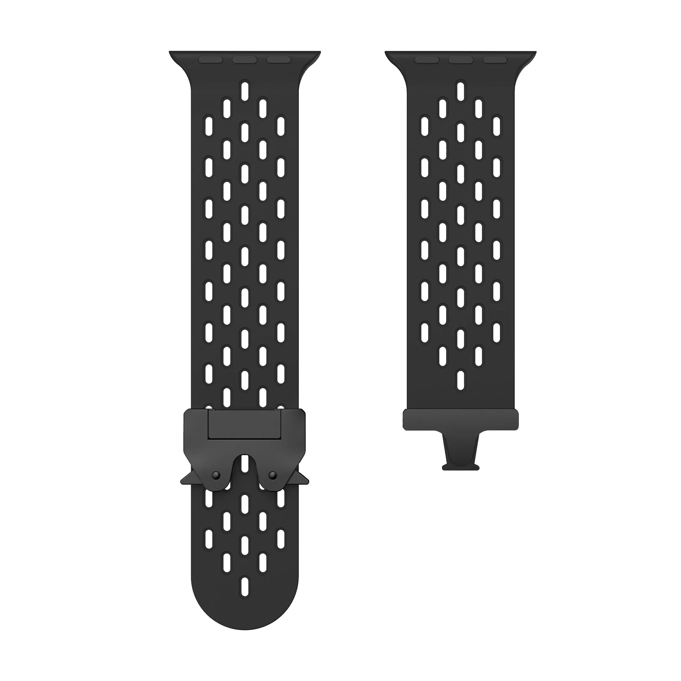 Apple Watch Silikonarmband mit P-Schnalle (Schwarz)