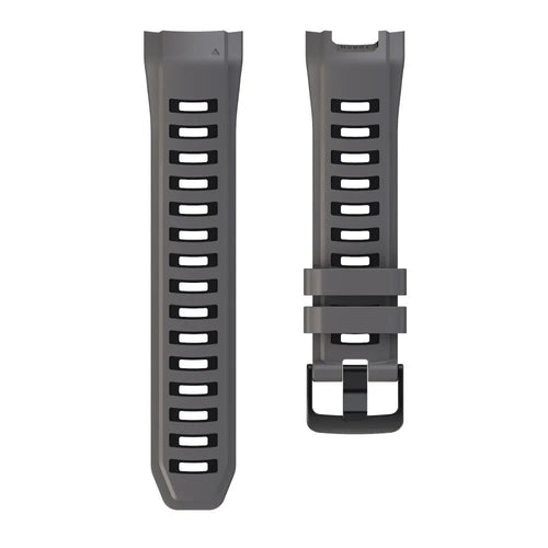 Silicone Sport Strap, dark grey/black, laid flat, separate parts, direct top view