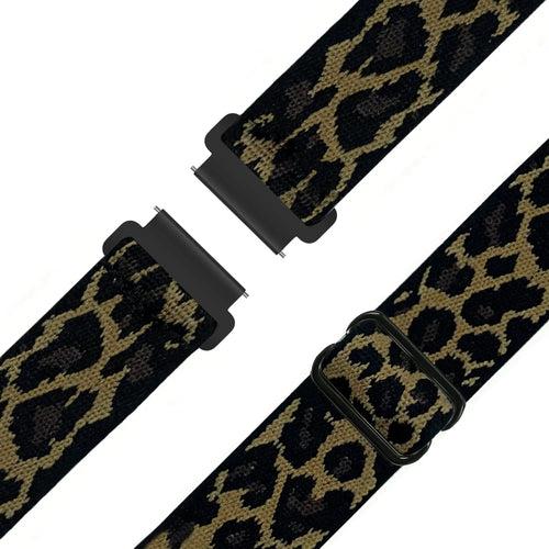 Elastic Nylon Strap, leopard, laid flat, separate parts, direct top view