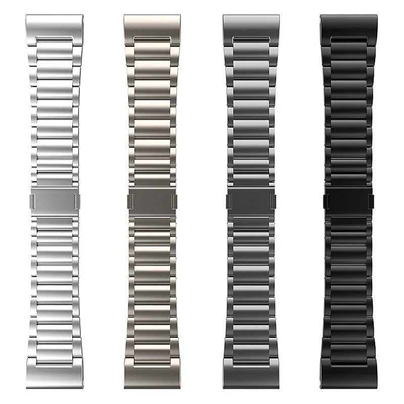 Magnetic Titanium Strap, silver, laid flat, separate parts, direct top view