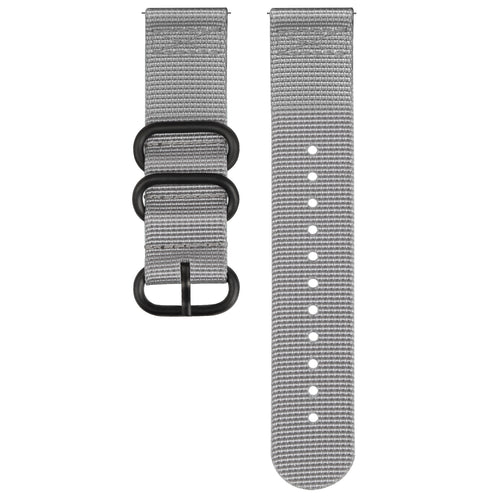 Nylon Buckle Strap, grey, laid flat, separate parts, direct top view