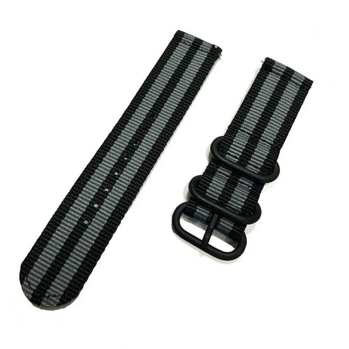 Nylon Buckle Strap, black/grey, laid flat, separate parts, direct top view